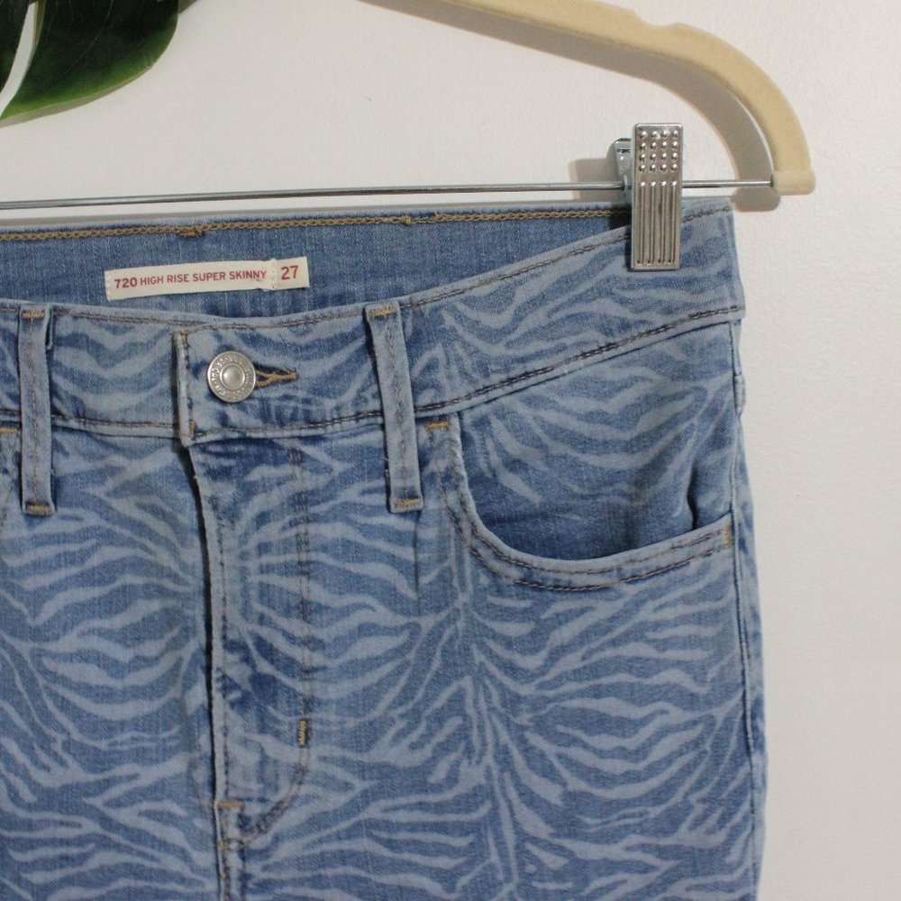 NEW Levi's 720 Zebra-Print High-Rise Super-Skinny Jeans Size 27 - Picture 8 of 16